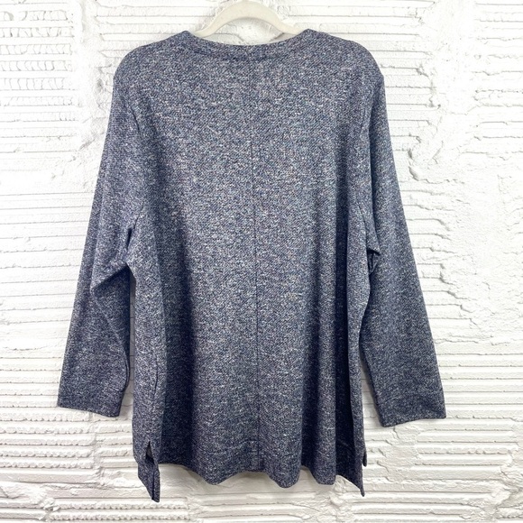 Lane Bryant Knit Tunic Relaxed Fit Hi-Lo Hem Heather Blue W/Metallic Size 22/24 - Picture 9 of 14